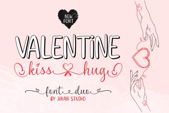 Valentine Kiss Hug Duo: A Charming Script Font for Designers